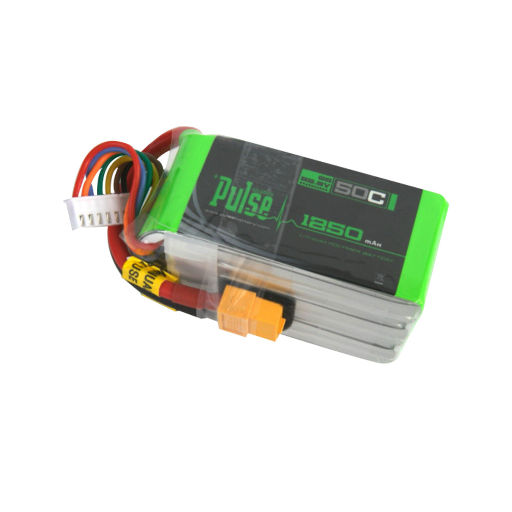 Pulse 1250mah 50C 22.2V 6S Lipo Battery - XT60 Connector - HeliDirect