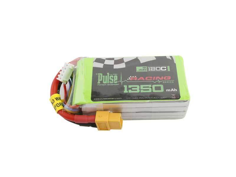 PULSE 1350mAh 120C 14.8V 4S LiPo Battery - XT60 Connector - HeliDirect