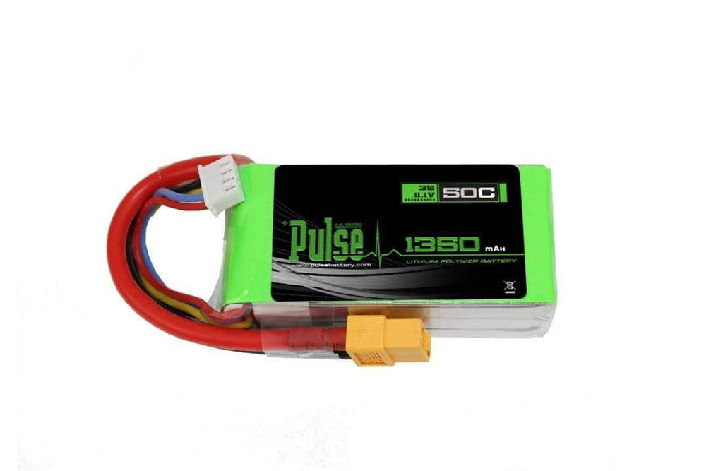 PULSE 1350mAh 50C 11.1V 3S LiPo Battery - XT60 Connector - HeliDirect