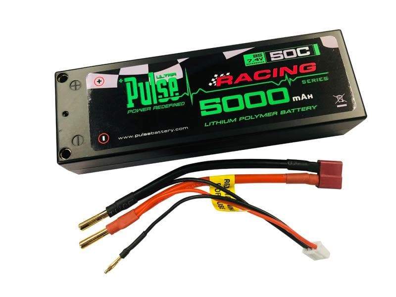PULSE 5000mah 2S 7.4V 50C Hardcase LiPo Battery w/ 4mm Bullets to Dean's - HeliDirect