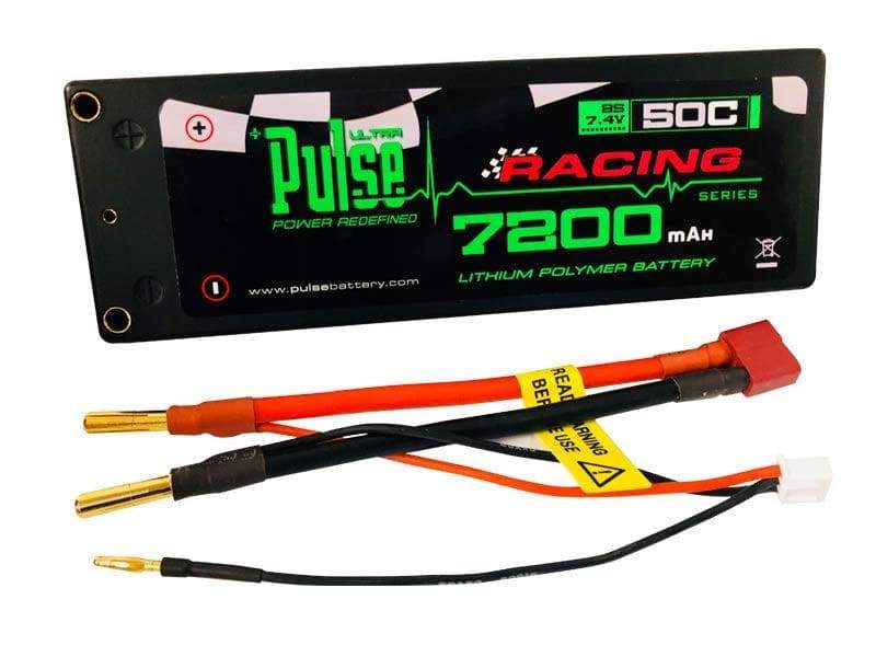 PULSE 7200mah 50C Hardcase 7.4V 2S LiPo Battery - Bullet to Deans Connector - HeliDirect
